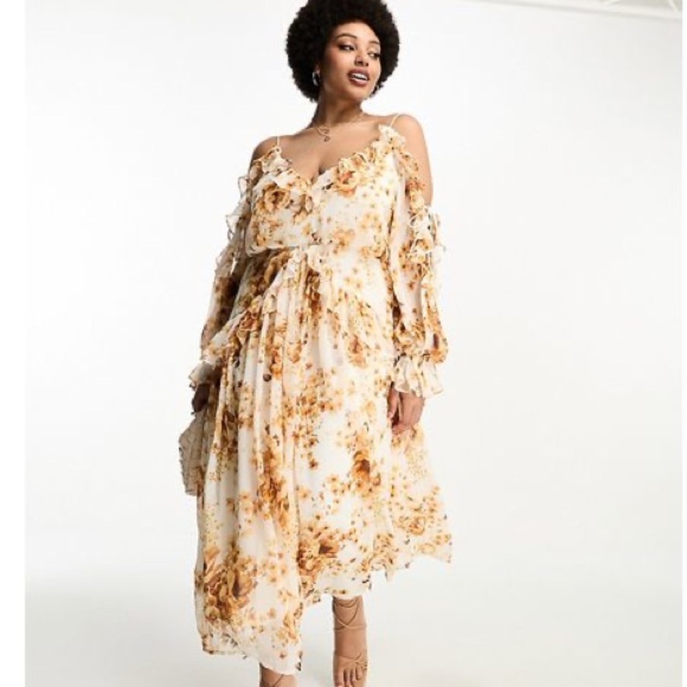 ASOS Curve Tiered Ruffle Floral Maxi Dress